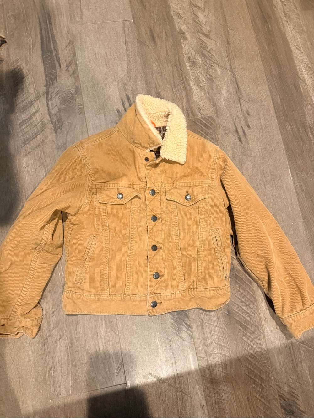 GAP Tan Corduroy Sherpa-Trim Jean Jacket